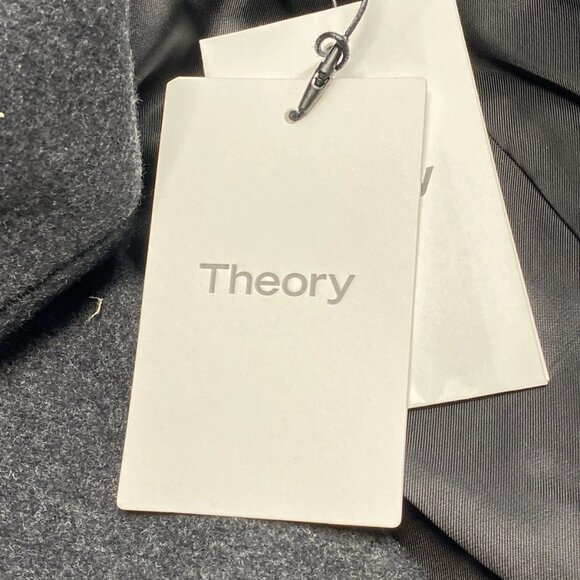 NEW THEORY Men’s Monroe Wool Melton Single-Breasted Coat Grey Melange Size S - Picture 5 of 12